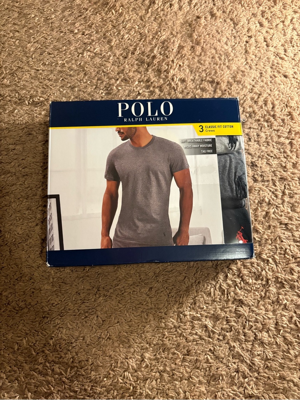 Polo by Ralph Lauren Men’s Heather Gray Crew Neck Tee - 3 Pack